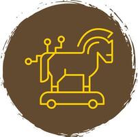 troyano caballo línea circulo amarillo icono vector