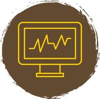 Cardiac Monitor Line Circle Yellow Icon vector