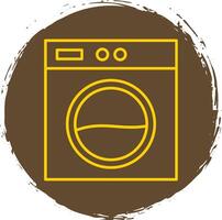 Laundry Machine Line Circle Yellow Icon vector