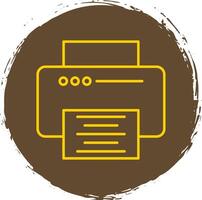 Printer Line Circle Yellow Icon vector