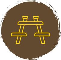 Picnic Table Line Circle Yellow Icon vector