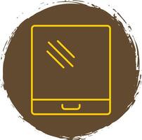 Tablet Line Circle Yellow Icon vector