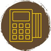 Pos Terminal Line Circle Yellow Icon vector