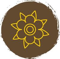 Dahlia Line Circle Yellow Icon vector