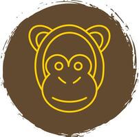 Monkey Line Circle Yellow Icon vector