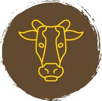 Cow Line Circle Yellow Icon vector