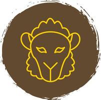 Sheep Line Circle Yellow Icon vector