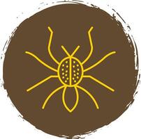 araña línea circulo amarillo icono vector