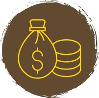 Money Bag Line Circle Yellow Icon vector