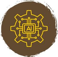 Artificial Intelligence Line Circle Yellow Icon vector