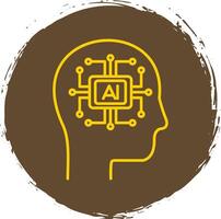 Artificial Intelligence Line Circle Yellow Icon vector