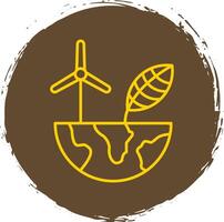 Ecology Line Circle Yellow Icon vector