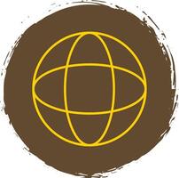 Globe Line Circle Yellow Icon vector