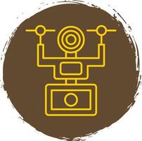 Camera Drone Line Circle Yellow Icon vector