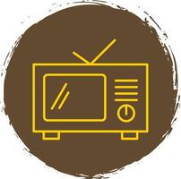 Television Line Circle Yellow Icon vector