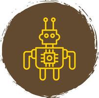 Robot Line Circle Yellow Icon vector