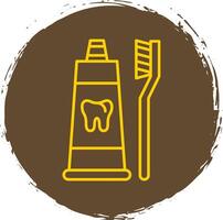 Toothpaste Line Circle Yellow Icon vector