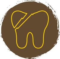 Broken Tooth Line Circle Yellow Icon vector