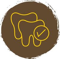 Dental Checkup Line Circle Yellow Icon vector