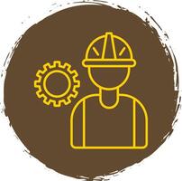 Worker Line Circle Yellow Icon vector