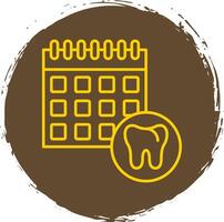 Dental Schedule Line Circle Yellow Icon vector