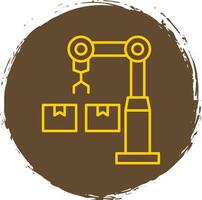 Industrial Robot Line Circle Yellow Icon vector