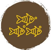 pescado línea circulo amarillo icono vector