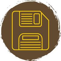 Floppy Disk Line Circle Yellow Icon vector