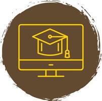 Mortarboard Line Circle Yellow Icon vector