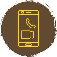 Video Call Line Circle Yellow Icon vector