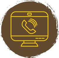 Video Call Line Circle Yellow Icon vector