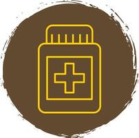 Pill Line Circle Yellow Icon vector