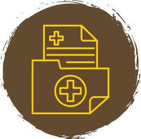 Medical Folder Line Circle Yellow Icon vector