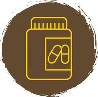 Pill Line Circle Yellow Icon vector