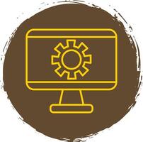 Monitor Screen Line Circle Yellow Icon vector