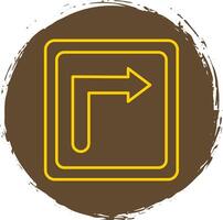 Turn Right Line Circle Yellow Icon vector