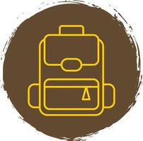 Backpack Line Circle Yellow Icon vector