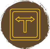 T Junction Line Circle Yellow Icon vector