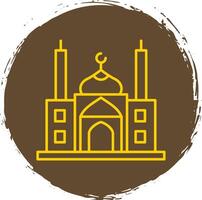 Mosque Line Circle Yellow Icon vector