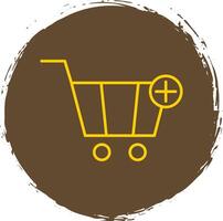 Add To Cart Line Circle Yellow Icon vector