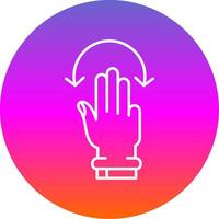 Three Fingers Rotate Line Gradient Circle Icon vector