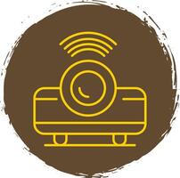 Movie Projector Line Circle Yellow Icon vector