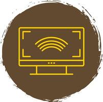 Smart Tv Line Circle Yellow Icon vector