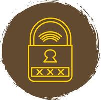 Smart Lock Line Circle Yellow Icon vector