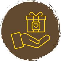 Gift Line Circle Yellow Icon vector