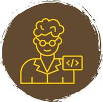 Programmer Line Circle Yellow Icon vector