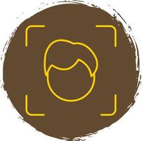 Face Scan Line Circle Yellow Icon vector