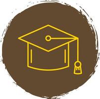 Mortarboard Line Circle Yellow Icon vector