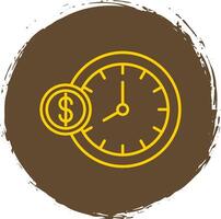 Time Is Money Line Circle Yellow Icon vector