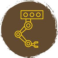 Industrial Robot Line Circle Yellow Icon vector